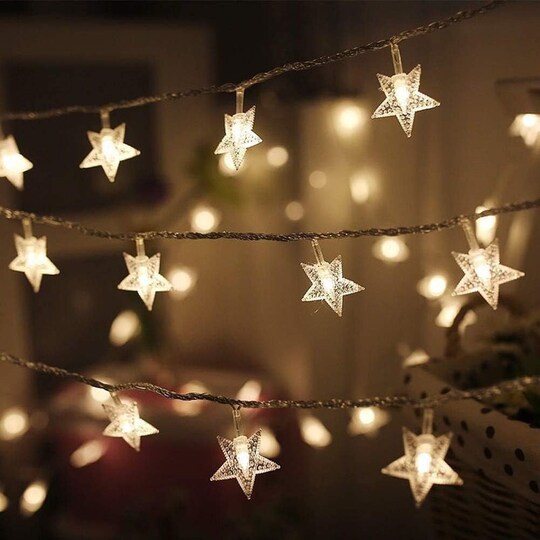 100 LED Star String Lights, 33FT Plug-in Fairy Lights Waterproof for Indoor & Outdoor, Bedroom, Wedding, Party, Christmas Tree, New Year, Ramadan, (Warm White)